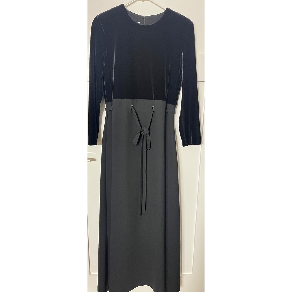 Vintage David Warren New York Black Velvet Maxi Dress Evening Gown Formal Party